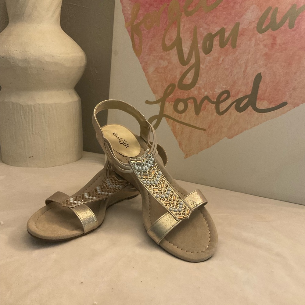 Gold Beaded Sandals